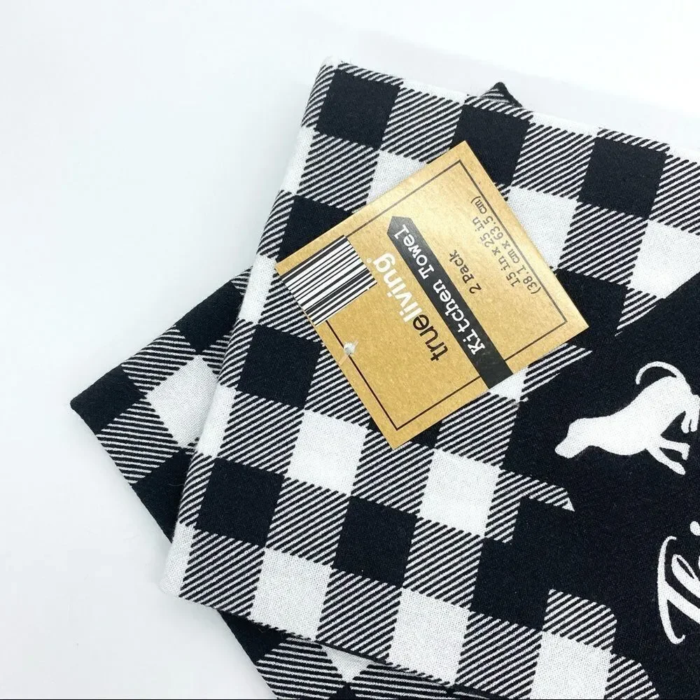 Dog Lover Plaid Kitchen Towel Set New
